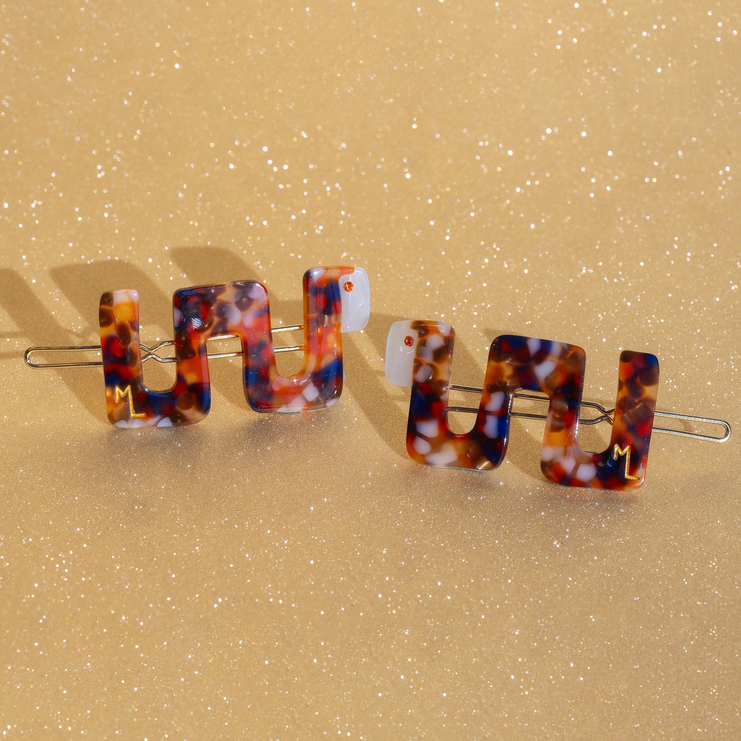 Celestial Serpent Barrette Set in Solar Flare